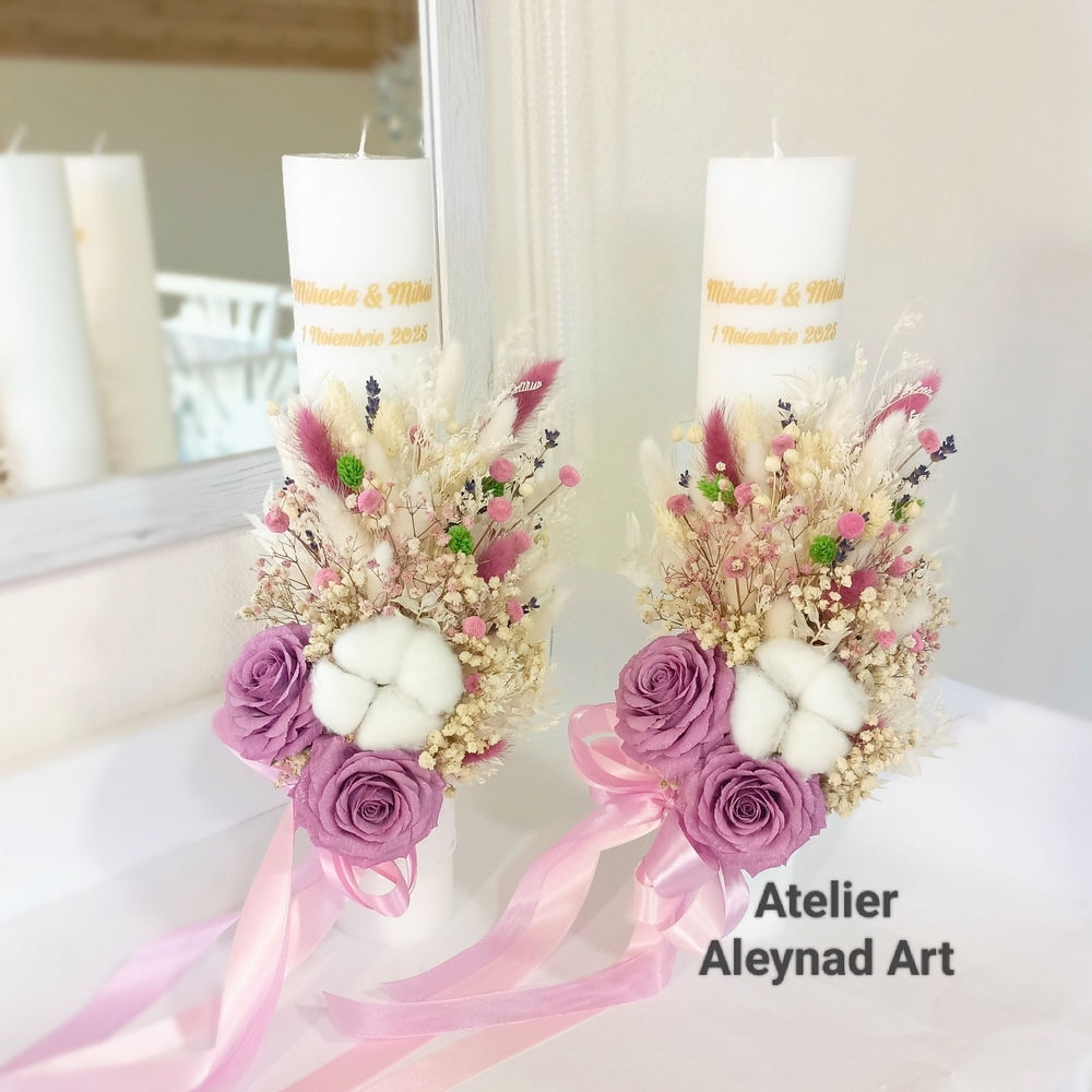 Set lumanari personalizate "Purple roses"